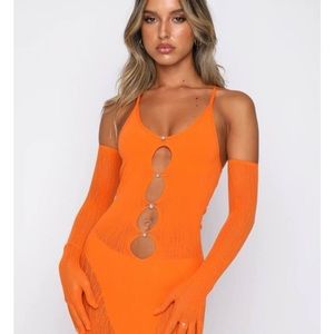 WHITEFOX CUT OUT DRESS WITH GLOVES